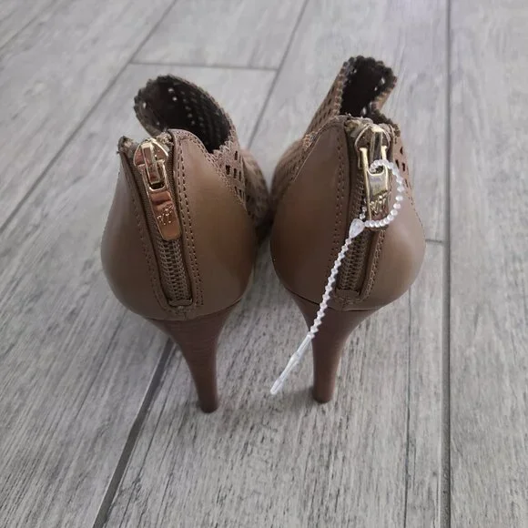 Marc Fisher women's brown Perforated Peep Toe Heeled stiletto booties - Size 8M - Picture 6 of 13